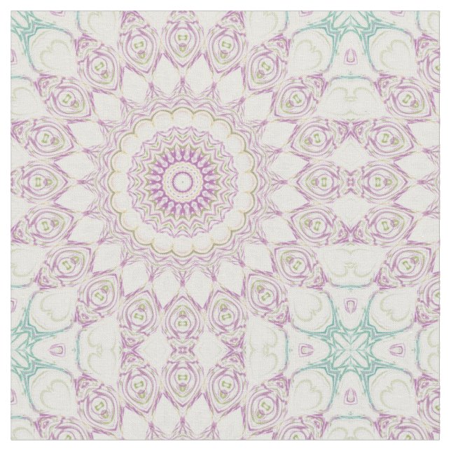 Lavendel och grön pastell mandala mönsterdesign tyg (Närbild)