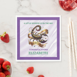 Lavendel och grön Skorpion Zodiac Baby Shower Pappersservett
