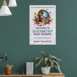 Lavendel och grön Skytten Zodiac Baby Shower Poster