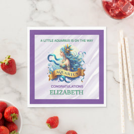Lavendel och grön Vattumannen Zodiac Baby Shower Pappersservett