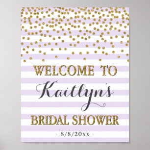 Lavendel och guld välkomstskylt dekoration för brö poster