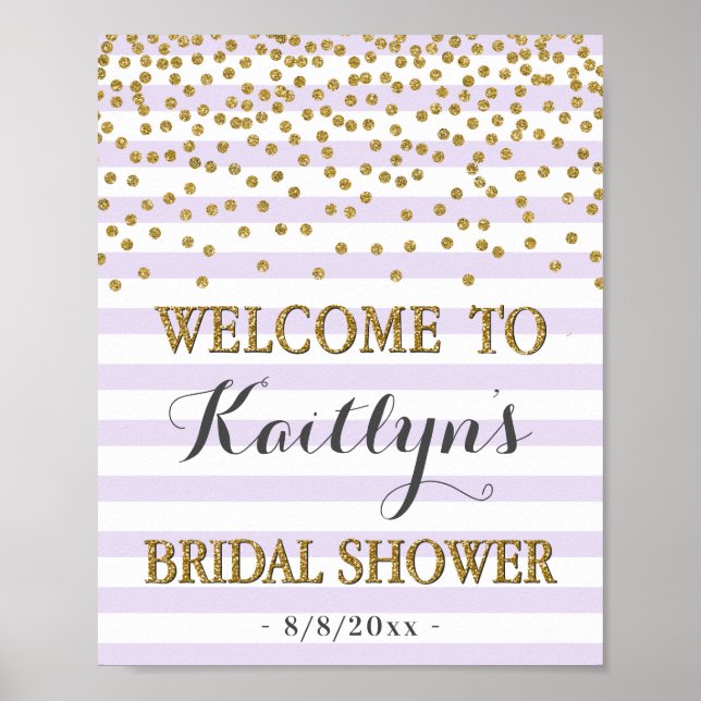 Lavendel och guld välkomstskylt dekoration för brö poster (Framsidan)