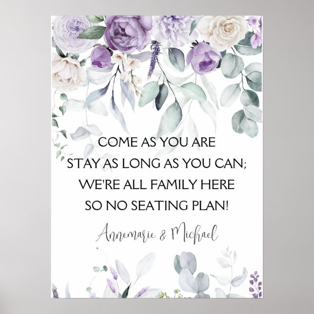 Lavendel och lila Peonie Bröllop Poster (Framsidan)
