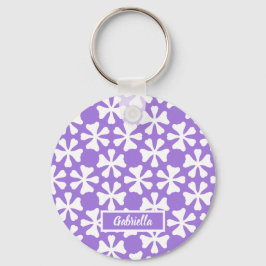 Lavendel och modern geometrisk blommig mönster nyckelring