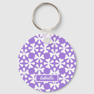 Lavendel och modern geometrisk blommig mönster nyckelring