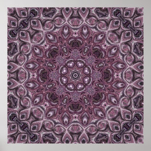 Lavendel och Plommon Marmor Mandala Mönster Poster