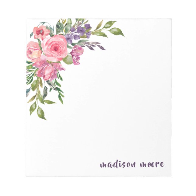 Lavendel och rosa blomsterbukett anteckningsblock (Framsida)
