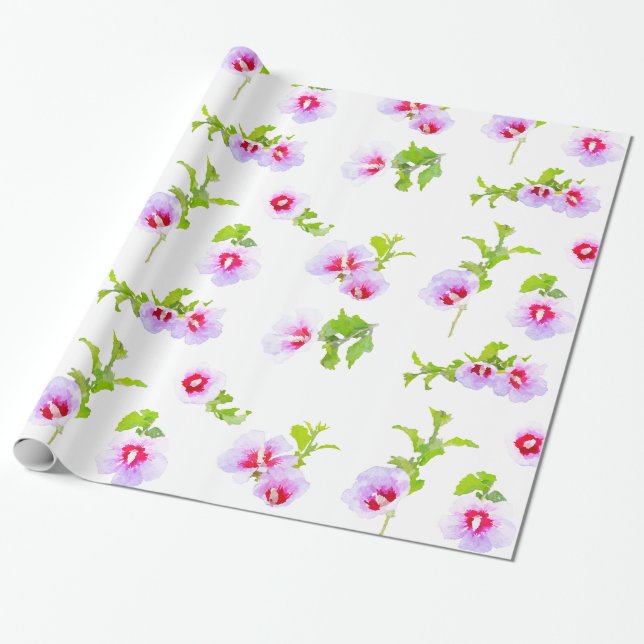 Lavendel och rosa Flowers Presentpapper (Utrullad)