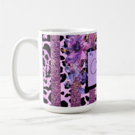 Lavendel och rosa leopardtryck sassy design kaffemugg