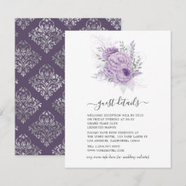Lavendel och silver blommande bröllopsgäst detalje tilläggskort