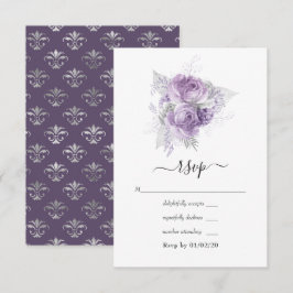 Lavendel och silver blomsterbröllop OSA kort
