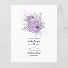 Lavendel och silver blomsterbröllopsinbjudan flygblad