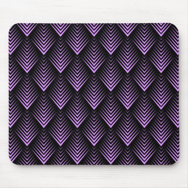 Lavendel och svart konsthugg, geometrisk mönster musmatta (Framsidan)