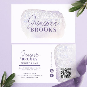 Lavendel och Syren Glitter Social Media QR-kod Visitkort