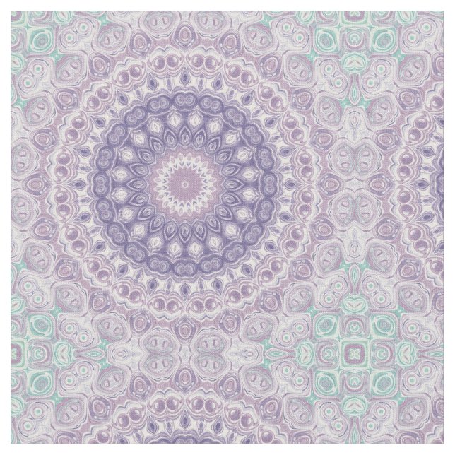 Lavendel och Syren Mandala Mönster Tyg (Närbild)