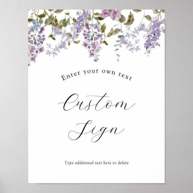 Lavendel- och Syrenblommor Anpassad text skylt (Framsidan)