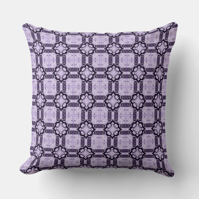 Lavendel och Violett Geometriskt Mönster Kudde (Framsida)