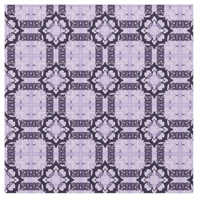 Lavendel och Violett Geometriskt Mönster Tyg (Närbild)