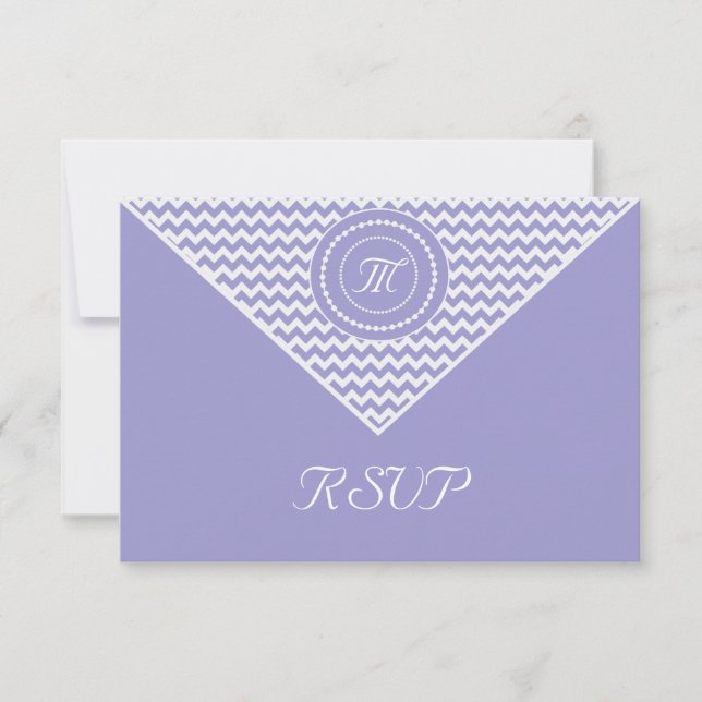 Lavendel och vit Chevron RSVP OSA Kort (Framsida)