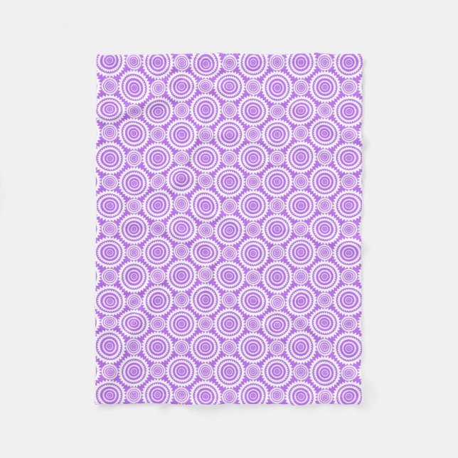 Lavendel och vit geometrisk cirkelmönster fleecefilt (Framsidan)