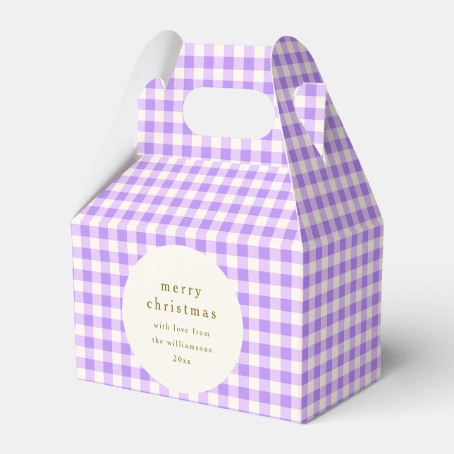 Lavendel och vit Gingham julpersonlig Presentaskar (Framsidan Sidan)