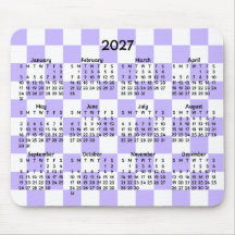 Lavendel och vit rutig Whimsical 2027 kalender
