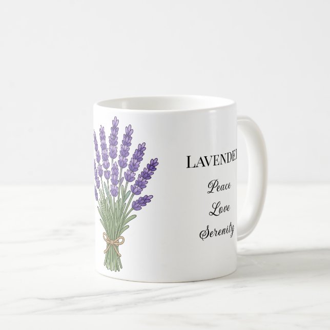 Lavendel örtillustration och användningsområden kaffemugg (Framsida höger)