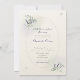 Lavendel örtlig baby shower inbjudan