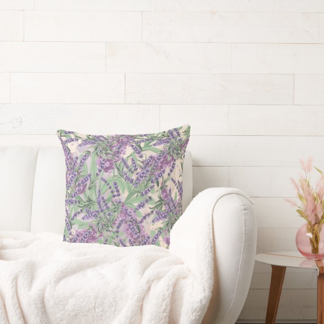 Lavendel överflöd Dammig Lavendel Rustik Blomma Kudde (Soffa)