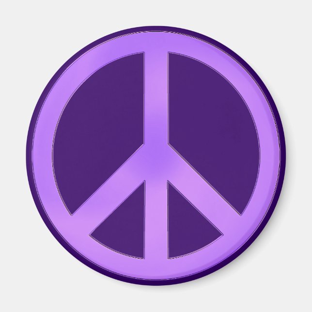 Lavendel på mörkt lila fredstecken magnet (Framsidan)