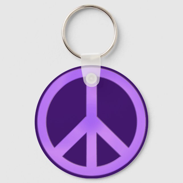 Lavendel på mörkt lila fredstecken nyckelring (Framsida)