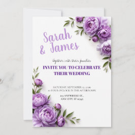 Lavendel Peony Bröllopsinbjudan Inbjudningar