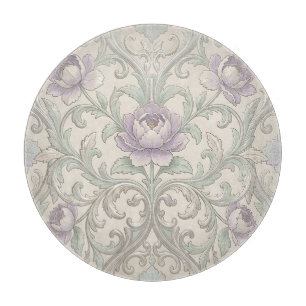 Lavendel Peony Silver Scroll Ornate Blommönster