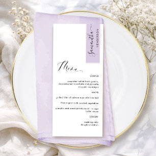 Lavendel Personlig med gästnamn Elegant meny