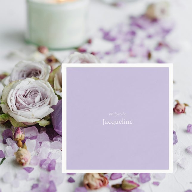 Lavendel Personlig Namn Bröllopsdusch Cocktail  Pappersservett (Skapare uppladdad)