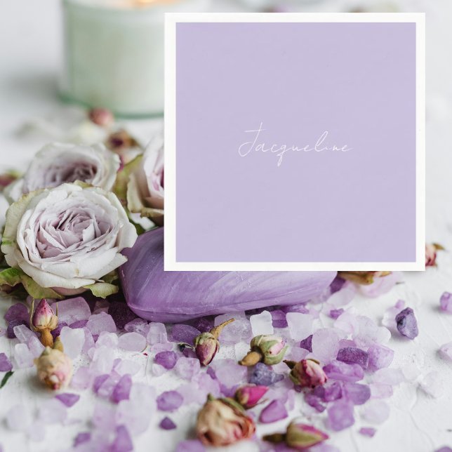 Lavendel Personlig Skript Dusch Cocktail  Pappersservett (Skapare uppladdad)