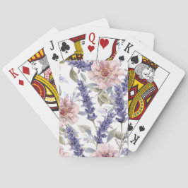 Lavendel Pion Vattenfärg Blommig Trädgård Casinokort