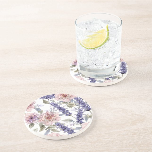 Lavendel Pion Vattenfärg Blommig Trädgård  Underlägg (Sidan)