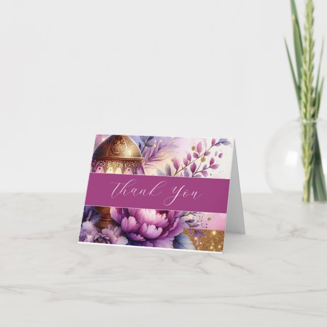 Lavendel Pioner Ljust Akvarell Tack Kort (Framsida)