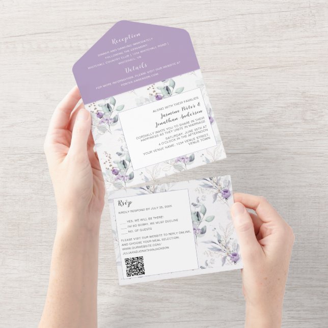 Lavendel Pioner, Vita Rosor Blommig Bröllop (Avrivbar del)
