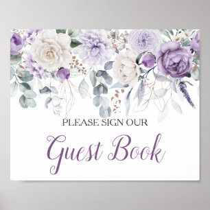 Lavendel-pioner Vita Rosor Skriv i Vår Gästbok Poster