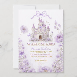 Lavendel Prinsess Slott Födelsedagsinbjudan Inbjudningar