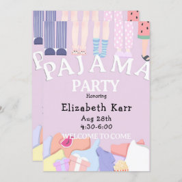 Lavendel Pyjamasparty Inbjudningar