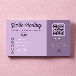 Lavendel QR-kod Monogram Sociala Medier Visitkort