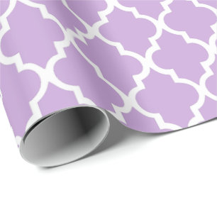 Lavendel Quatrefoil belägger med tegel mönster Presentpapper