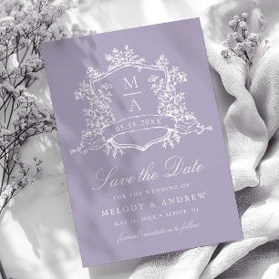 Lavendel Romantisk Blommig Vapen Wedding Spara Datumet