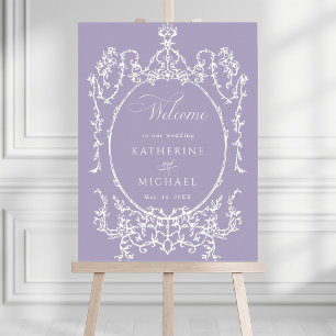 Lavendel Romantisk Fransk Ram Bröllop Välkommen Poster