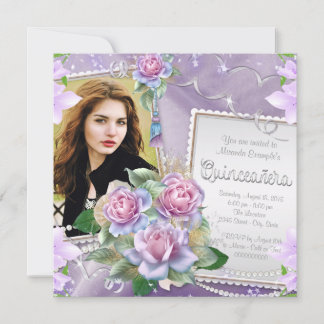 Lavendel Ros Quinceanera Inbjudningar