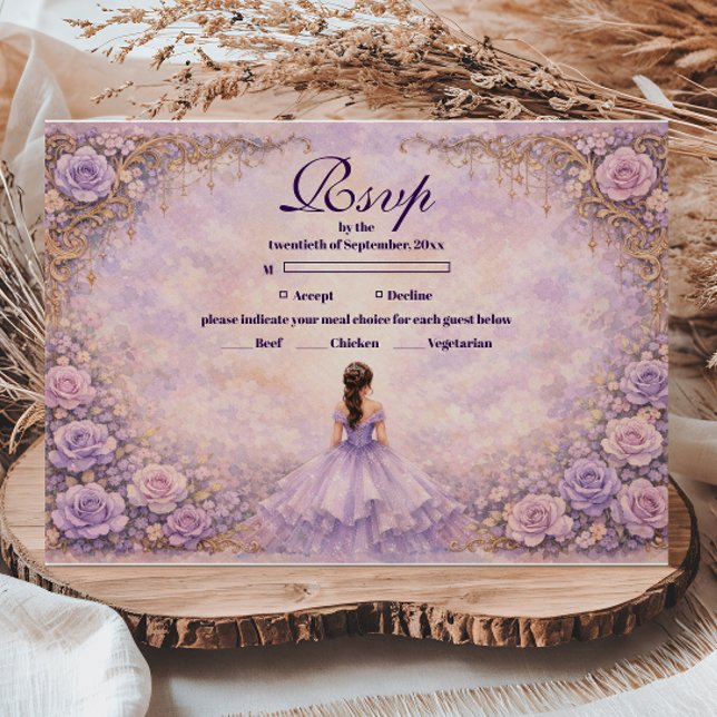 Lavendel Ros Sagolik Quinceañera OSA Kort (Skapare uppladdad)