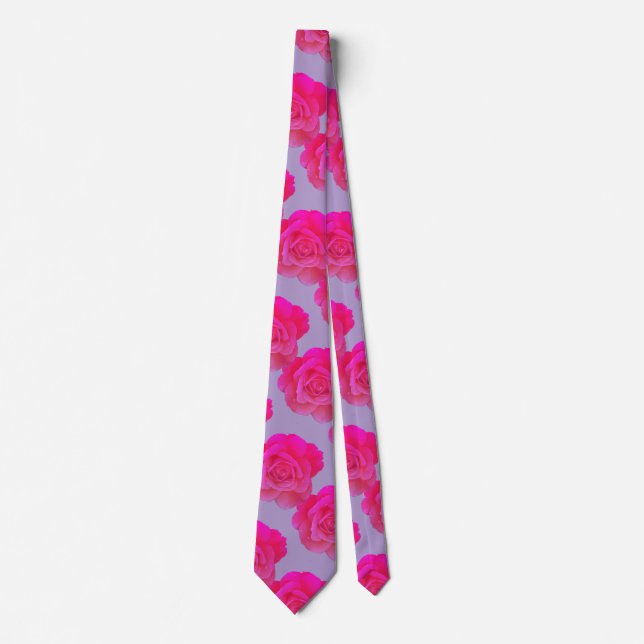 Lavendel Rosa Blommig Ros Modern Lila Nyans Gåva Slips (Framsida)